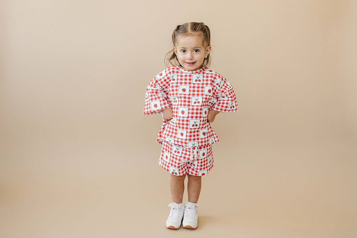 Cotton Shorts Set Baby & Kids | Strawberry Gingham