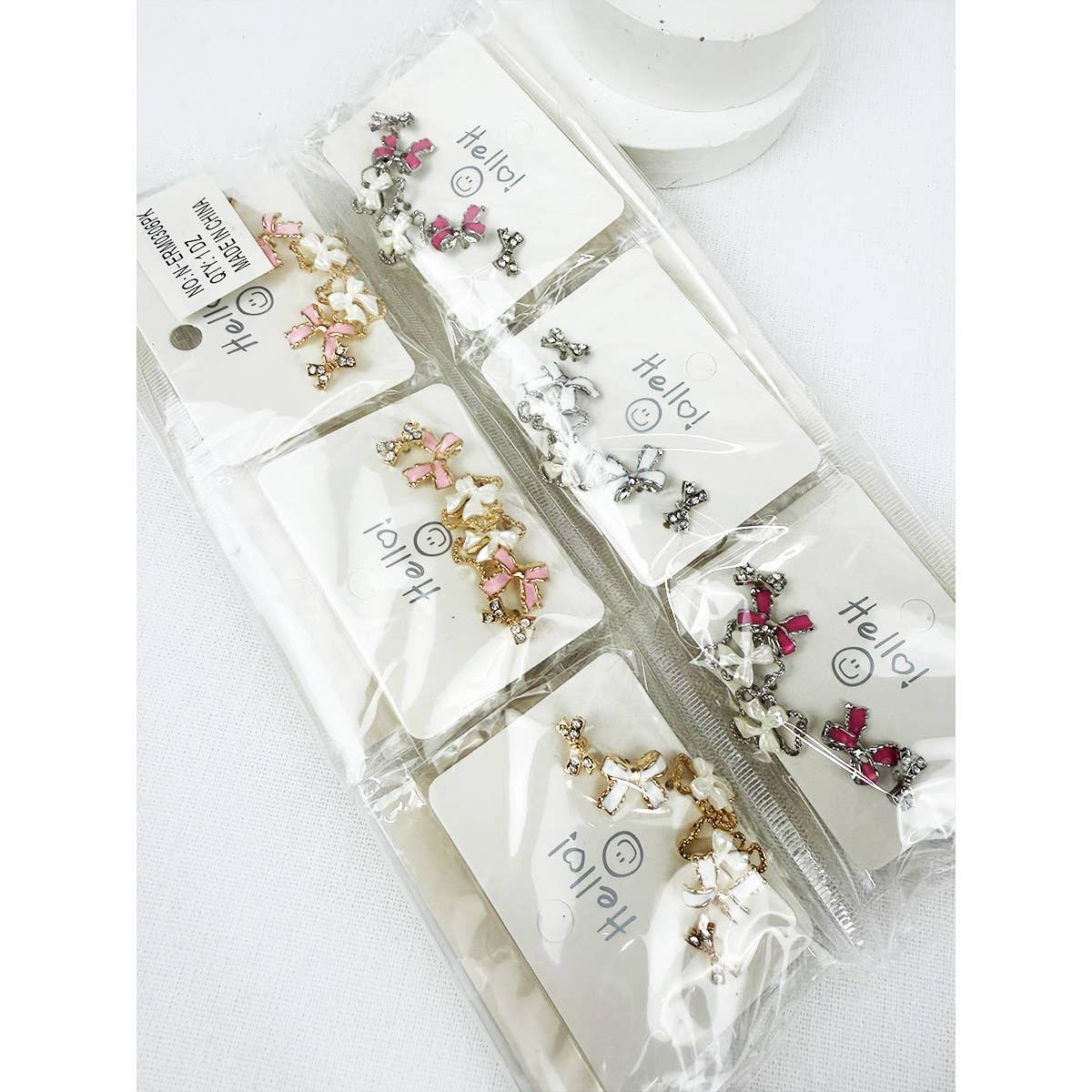 Cute Little Bear Ribbon Bow Earrings