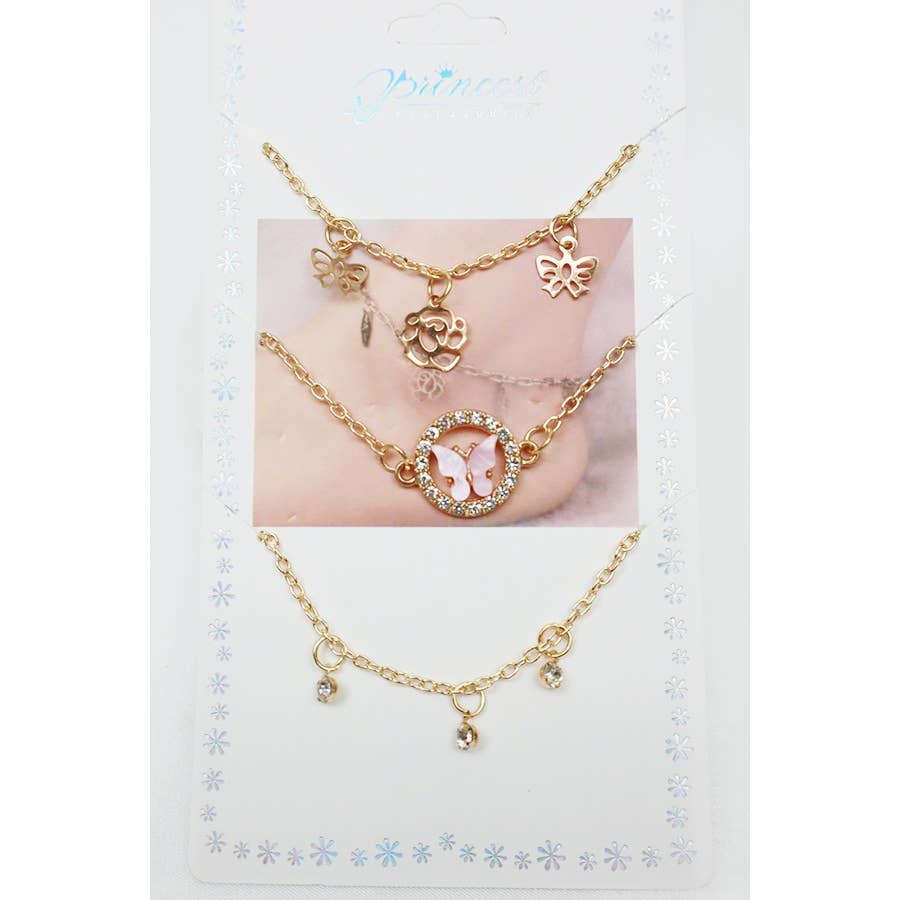 Butterfly 3-pc Layered Anklet