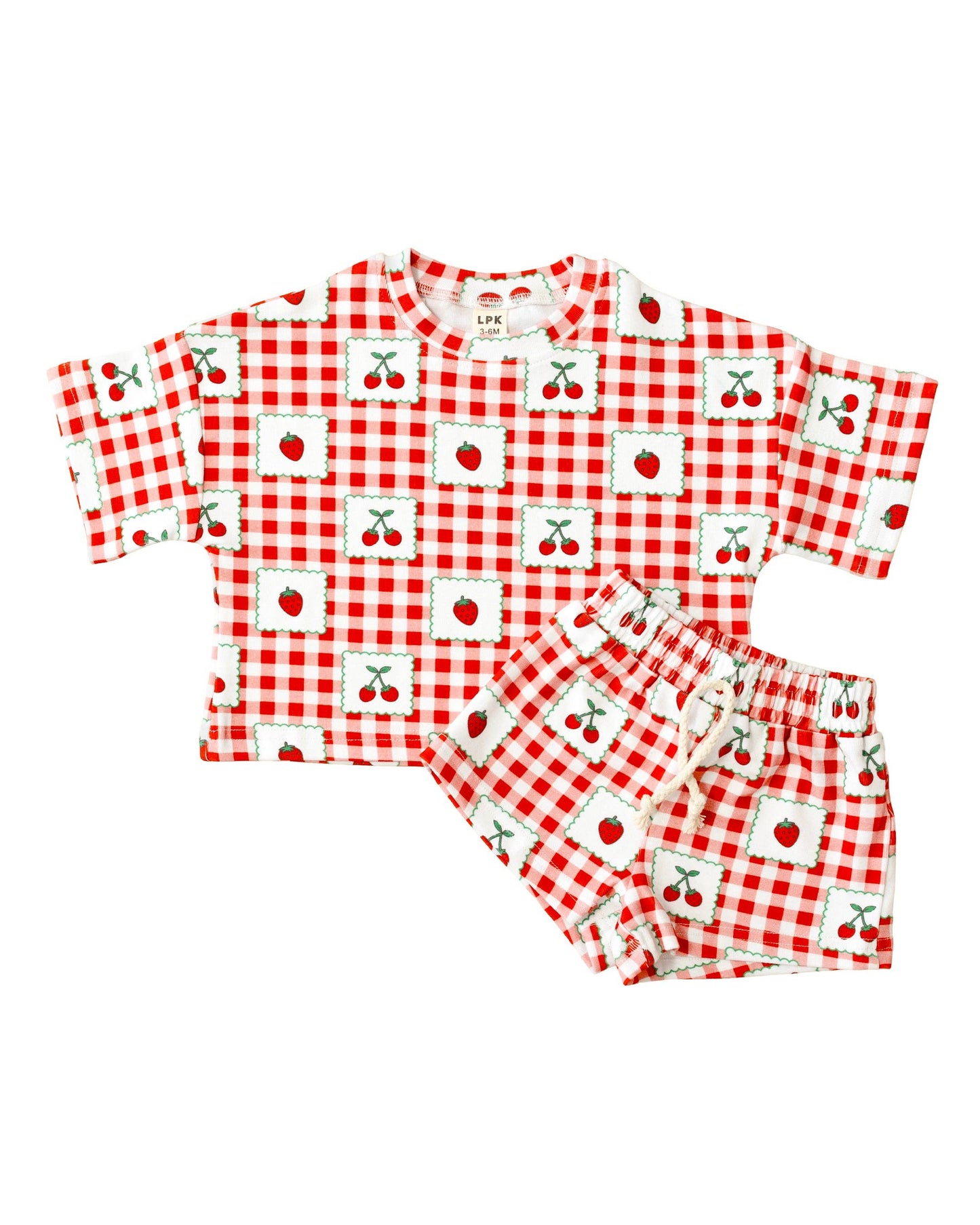 Cotton Shorts Set Baby & Kids | Strawberry Gingham