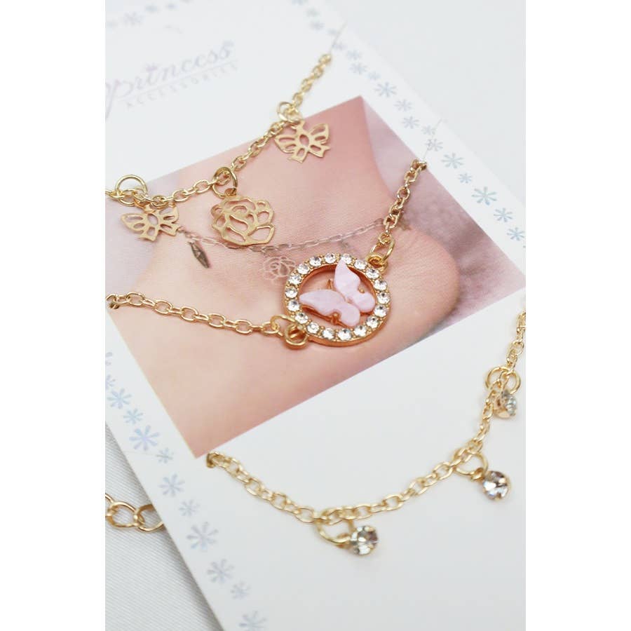 Butterfly 3-pc Layered Anklet