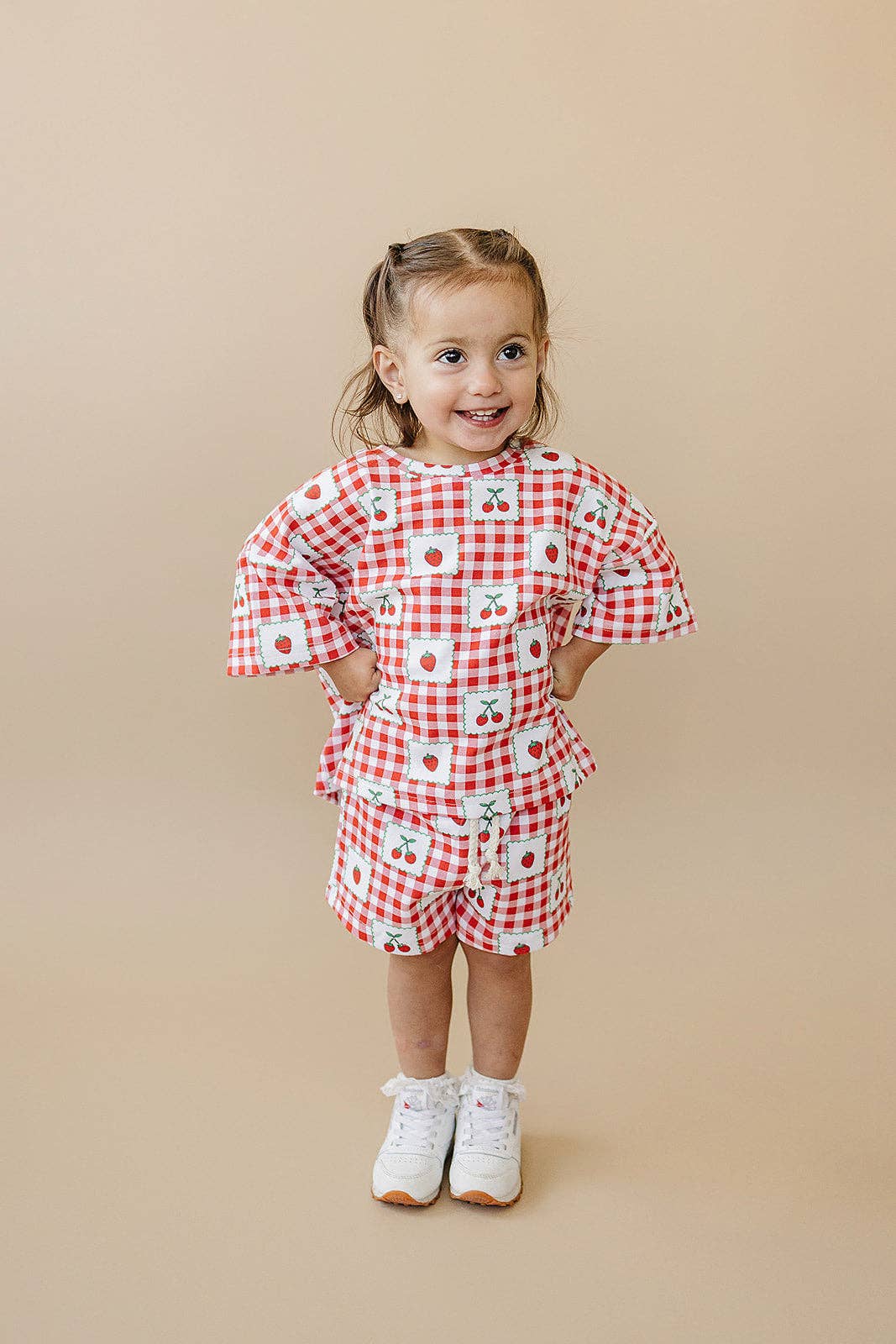 Cotton Shorts Set Baby & Kids | Strawberry Gingham