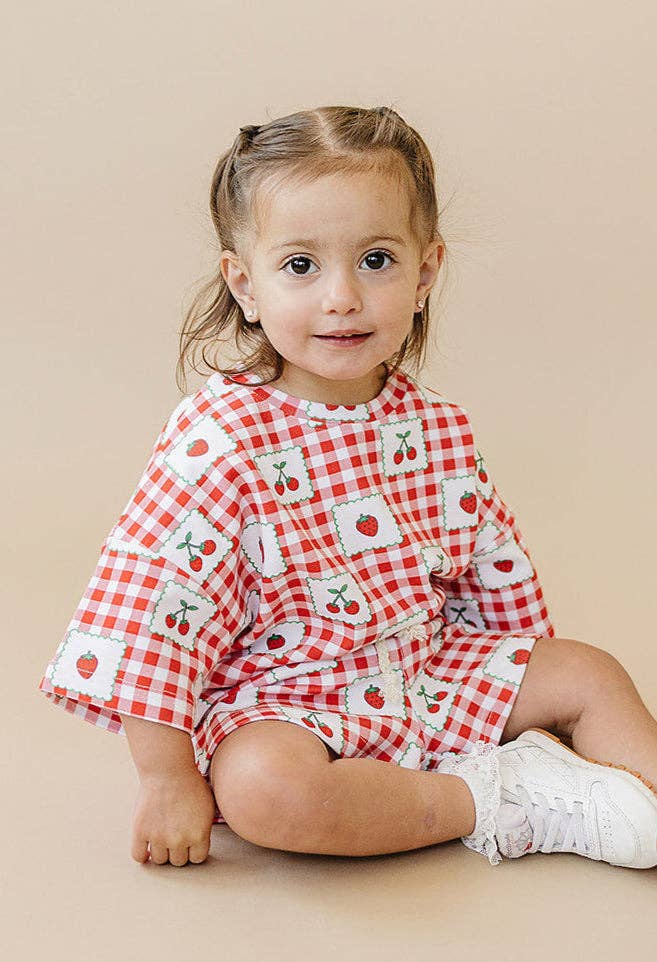 Cotton Shorts Set Baby & Kids | Strawberry Gingham