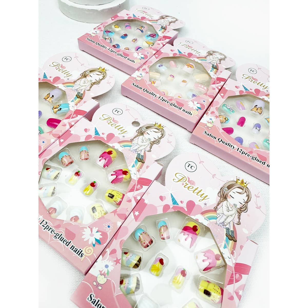 Cute Fancy Press On Kids Nails Set