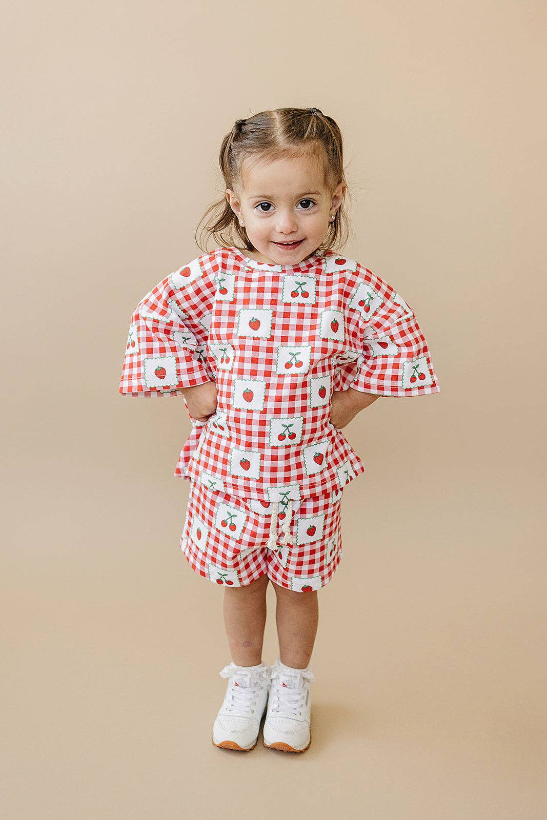 Cotton Shorts Set Baby & Kids | Strawberry Gingham